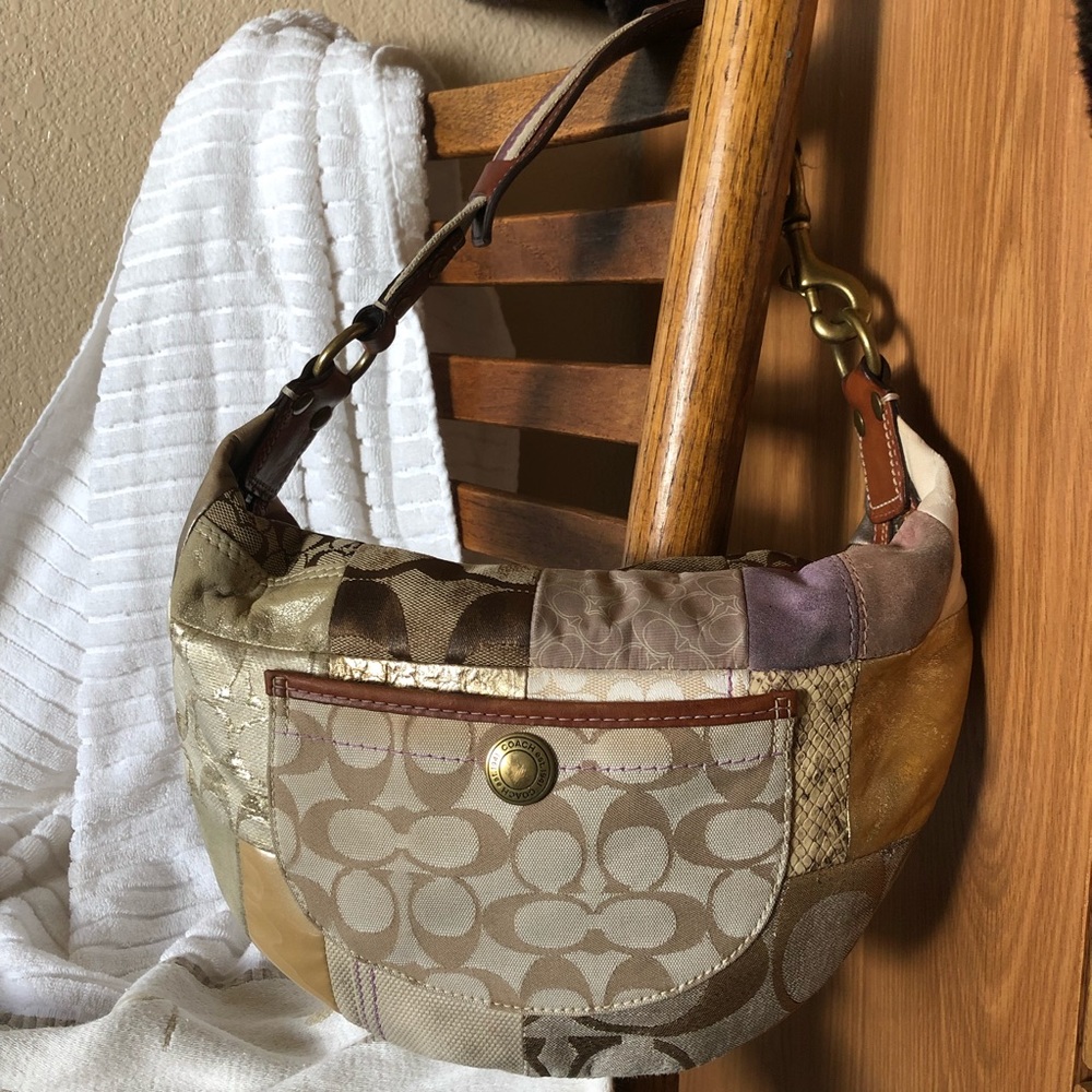 Coach Signature Patchwork Small Hobo Bag